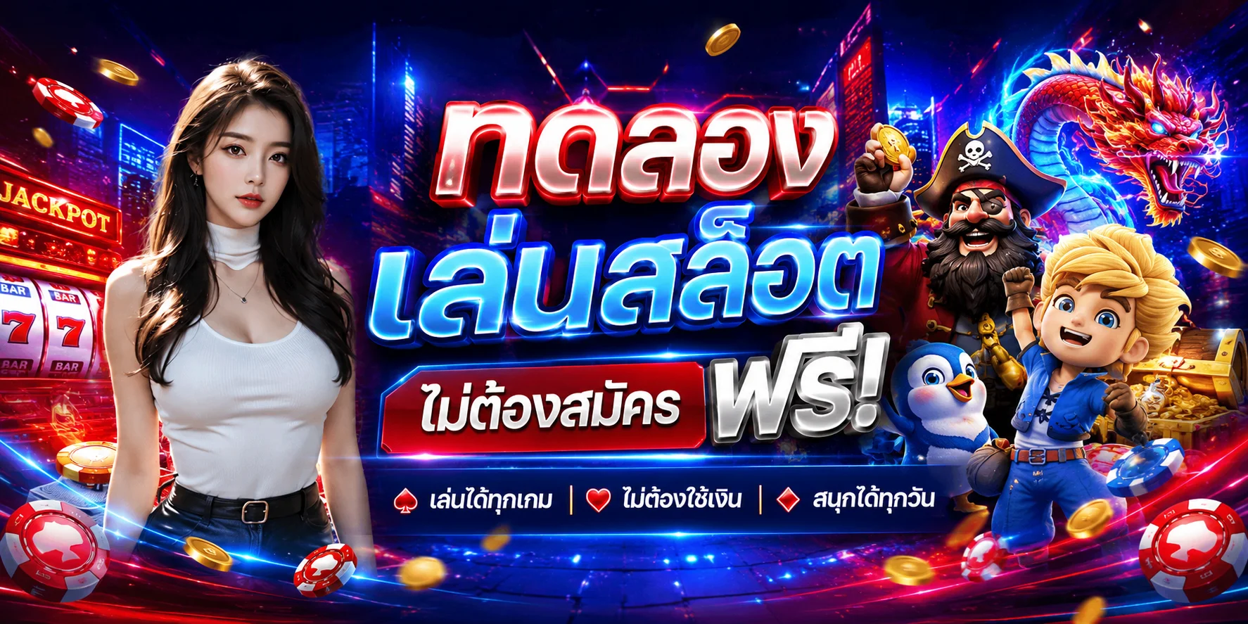 ทดลองเล่นสล็อตฟรีทุกค่ายเกมบน JAICHUA
